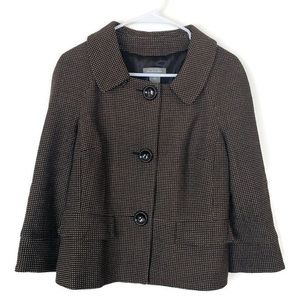 Ann Taylor Fine Italian Fabric Brown Blazer Jacket